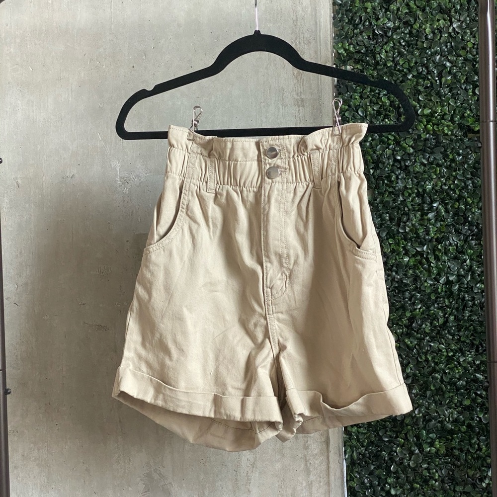 Paper Bag Tan Shorts High Waisted